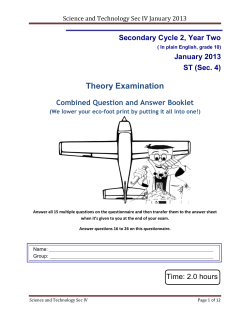 Science and Technology Sec IV January 2013