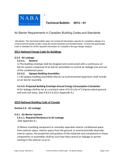 NABA Technical Bulletin 2013 &ndash; 01 Air Barrier Requirements in