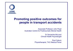 Promoting positive outcomes for people in transport accidents