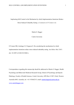 Implicating Self-Control in the Mechanism by which Implementation