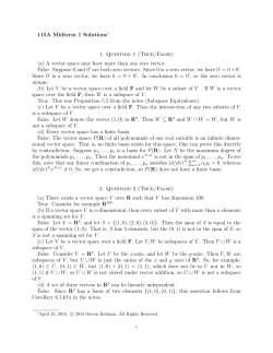 115A Midterm 1 Solutions1 1. Question 1 (True/False) (a) A vector