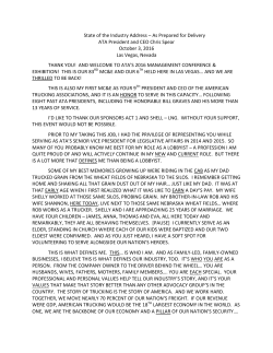 State of the Industry Address - American Trucking Associations