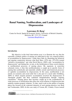 Banal Naming, Neoliberalism, and Landscapes of