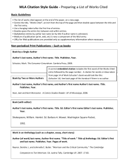 MLA Citation Style Guide - Preparing a List of Works Cited