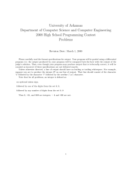 2008 Problem Set - HSPC - University of Arkansas
