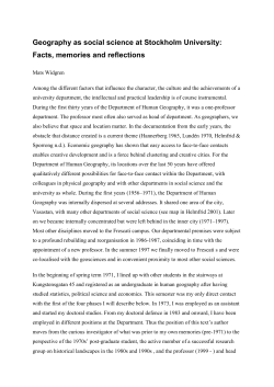 Geography as social science at Stockholm University: Facts