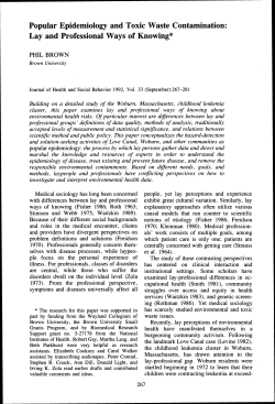 Popular Epidemiology and Toxic Waste Contamination: Lay and