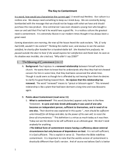 The Key to Contentment - Pleasant Home Community Church