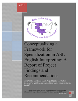 Conceptualizing a Framework for Specialization in ASL