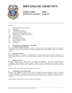 Diplomatic Immunity - Anne Arundel County