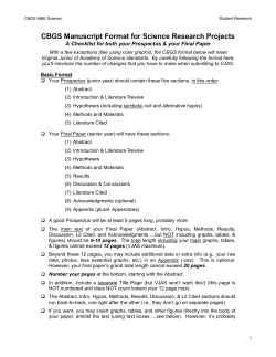 CBGS Manuscript Format for Science Research Projects