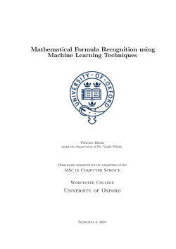 Mathematical Formula Recognition using Machine Learning