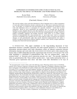 EXPRESSION OF INFORMATION STRUCTURE IN WEST SLAVIC