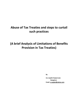 Abuse of Tax Treaties and steps to curtail such practices (A brief