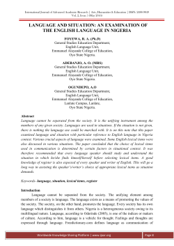 Language And Situation - International Journal of Advanced