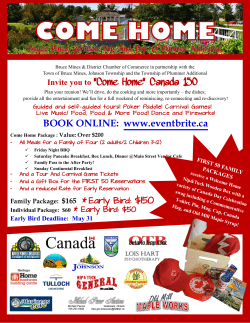 Come Home&rdquo; Canada 150 BOOK ONLINE: www.eventbrite.ca