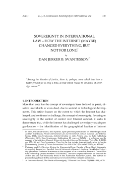 D. J. B. Svantesson: Sovereignty in international law