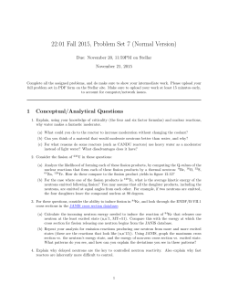 Problem Set 7: Neutrons, Shielding, and Reactor Criticality