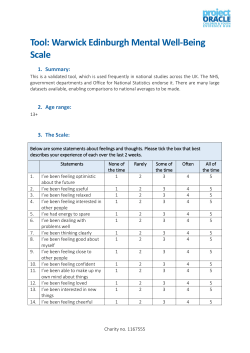 Tool: Warwick Edinburgh Mental Well-Being Scale