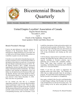Bicentennial Branch Quarterly - for United Empire Loyalists