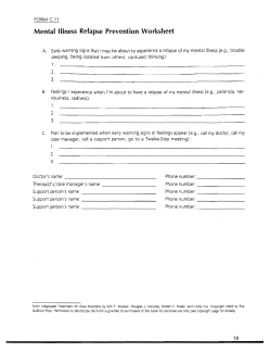 Mental Illness Relapse Prevention .Worksheet