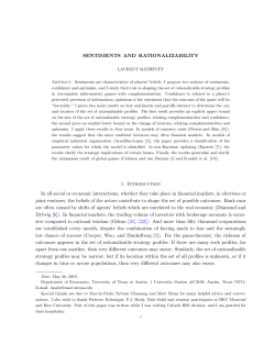 Sentiments and rationalizability - Society for the Advancement of