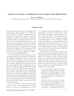 APPLIED CULTURAL ANTHROPOLOGY IN ALASKA