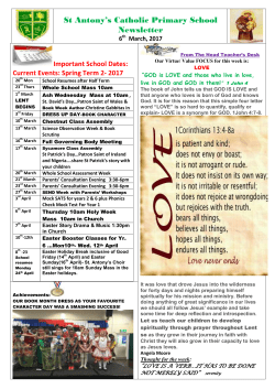 St Antony`s Catholic Primary School Newsletter