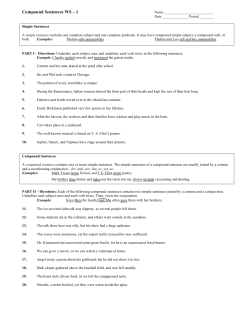 Compound Sentences WS-1 - Mrs. Hatzi`s Home Page