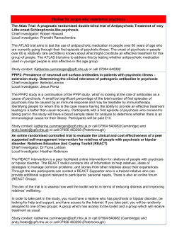 Studies for people who experience psychosis The Atlas Trial: A