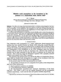 Whistler mode propagation in the ionosphere in the presence oi a