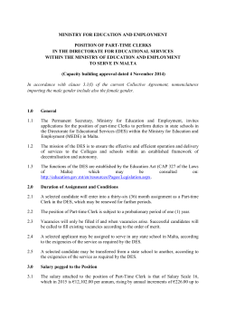 Part Time Clerks ENG 458-2014 - The Ministry for Education and