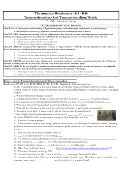Transcendentalism UNIT Syllabus