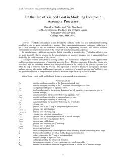 On the Use of Yielded Cost in Modeling Electronic Assembly