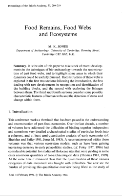 Food Remains, Food Webs and Ecosystems