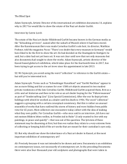 The Blind Spot Adam Szymczyk, Artistic Director of