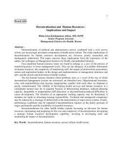 Decentralization and Human Resources : Implications and Impact