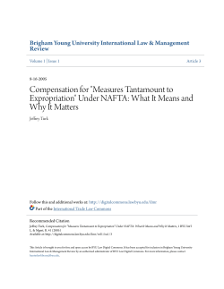 Compensation for "Measures Tantamount to Expropriation" Under