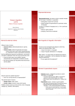 Corpus Linguistics - Computational Linguistics