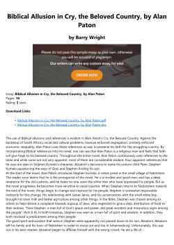 Biblical Allusion in Cry, the Beloved Country, by Alan Paton by Barry