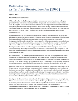 Letter from Birmingham Jail (1963)