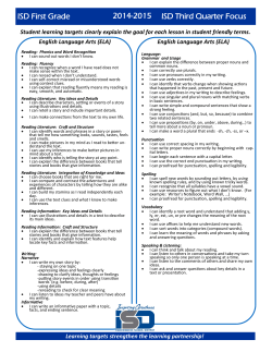 ISD Third Quarter Focus ISD First Grade 2014-2015