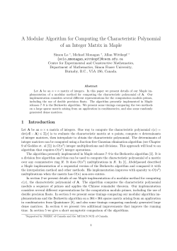 A Modular Algorithm for Computing the Characteristic Polynomial of
