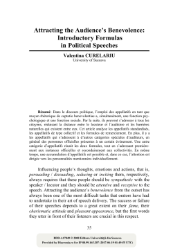Attracting the Audience`s Benevolence: Introductory