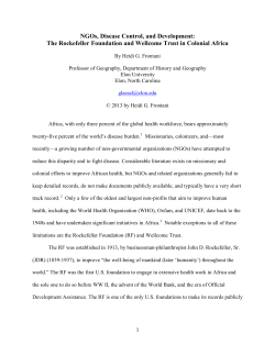 The Rockefeller Foundation and Wellcome Trust in Colonial Africa
