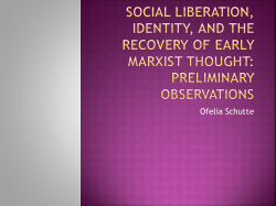 Social Liberation, Identity, and the Recovery of Early Marxist Thought