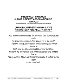 junior competition by-laws - Inner West Harbour Junior Cricket