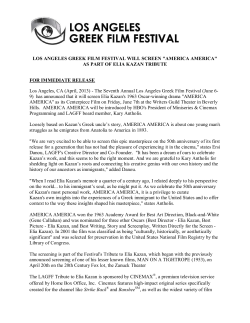 LOS ANGELES GREEK FILM FESTIVAL WILL SCREEN "AMERICA