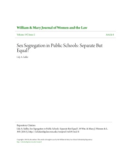 Sex Segregation in Public Schools: Separate But Equal?