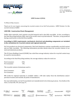 current version of LEED. LEED MR: Construction Waste - Kaf-Tech